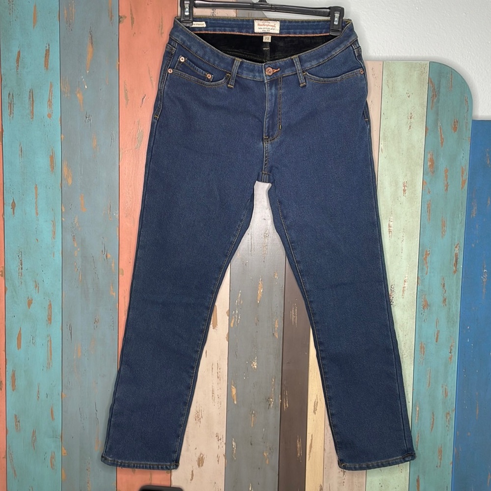 Weatherproof Vintage Slim Straight black velvet lined jeans, Size W10 L30